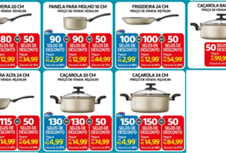 Nova campanha do Extra entrega selinhos de desconto para clientes comprarem panelas importadas da marca Royal VKB