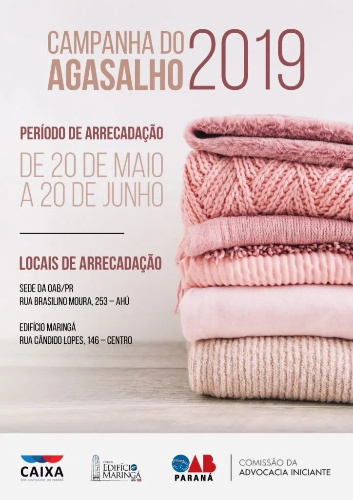 CAA/PR promove Campanha do Agasalho 2019 até 20 de junho