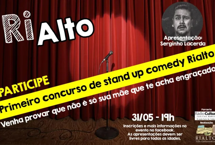 Concurso de stand up comedy agita as comemorações do aniversário da Rialto