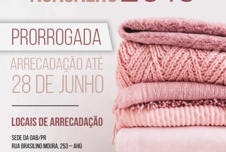 CAA/PR prorroga Campanha do Agasalho até 28 de junho em Curitiba