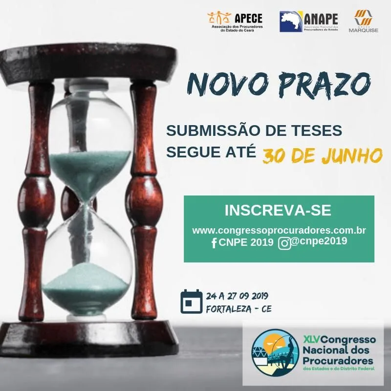 Prorrogado prazo para submissão de teses no Congresso Nacional de Procuradores