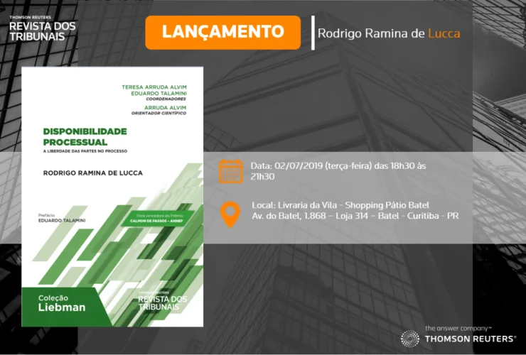 Advogado lança livro sobre disponibilidade e liberdade processual na Livraria da Vila
