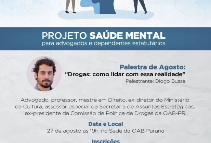 Como lidar com a realidade das drogas será tema de palestra do Projeto Saúde Mental