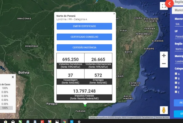 Londrina é certificada por conquistar categoria máxima no Mapa Turístico