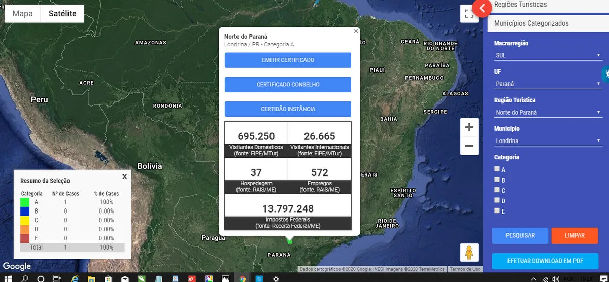 Londrina é certificada por conquistar categoria máxima no Mapa Turístico