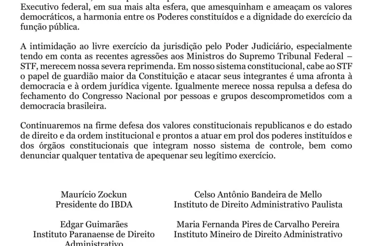 Nota de Repúdio - Instituto Brasileiro de Direito Administrativo