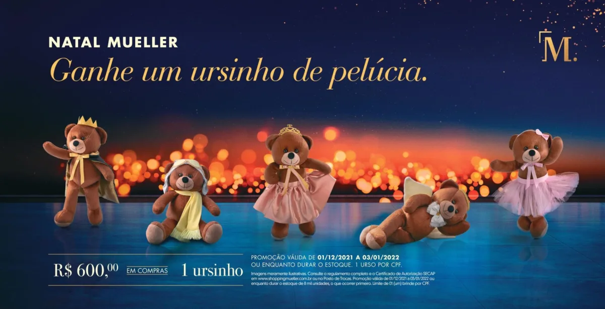 Shopping Mueller presenteia clientes com coleção exclusiva de ursos
