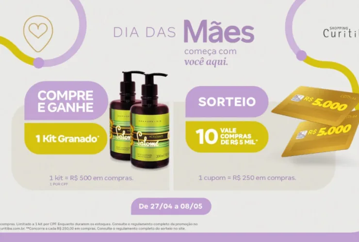 Shopping Curitiba lança campanha de Dia das Mães, com kit da Granado e sorteios de vales-compra