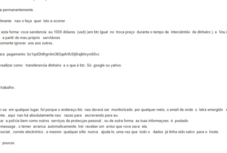 Golpe: falso e-mail inclui dados pessoais e ameaça exposição de vídeos comprometedores