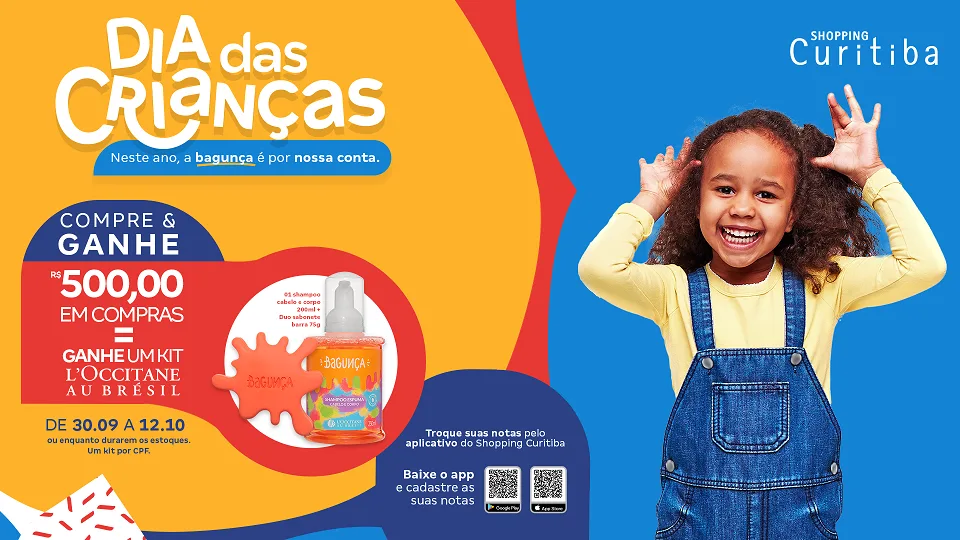 Dia das Crianças do Shopping Curitiba tem compre-ganhe com kit da L'Occitane au Brésil