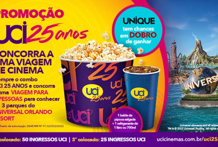Rede UCI Cinemas lança combo promocional em seu aniversário de 25 anos