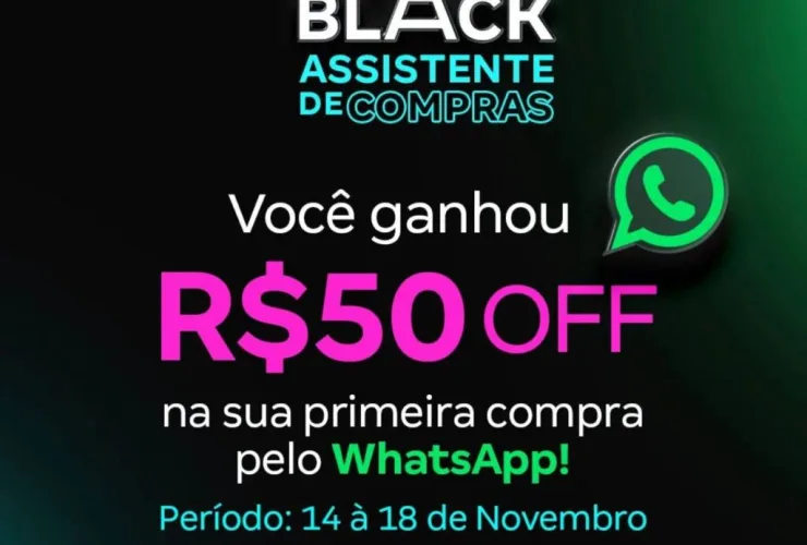 Shopping promove Esquenta Black Friday com desconto de R$50 nas compras via WhatsApp