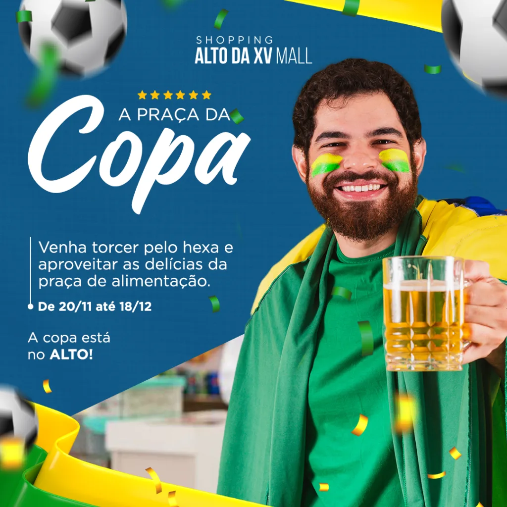 Shopping Alto da XV Mall terá transmissão dos jogos da Copa do Mundo