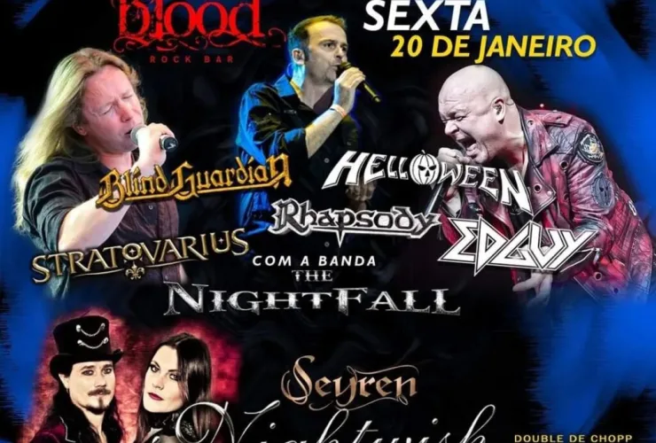 Seyren presta tributo ao Nightwish no palco do Blood Rock Bar em Curitiba