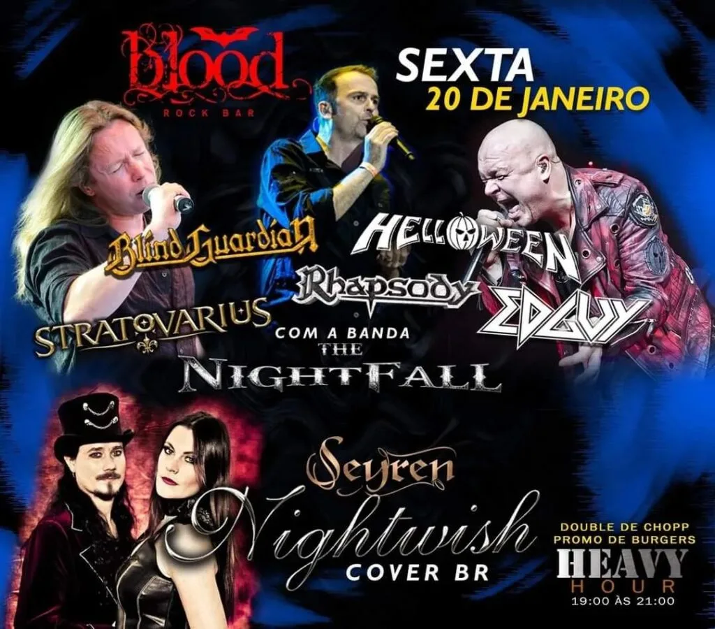 Seyren presta tributo ao Nightwish no palco do Blood Rock Bar em Curitiba