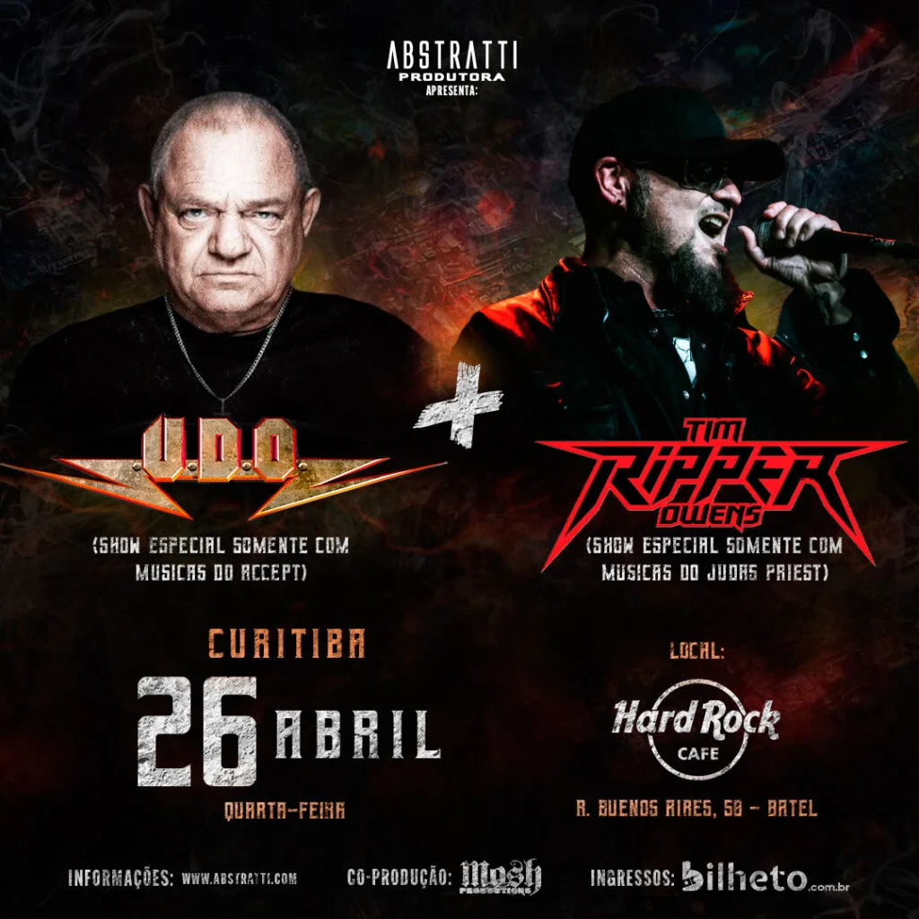 Udo e Tim ‘Ripper’ Owens se apresentam em Curitiba cantando clássicos do Accept e Judas Priest
