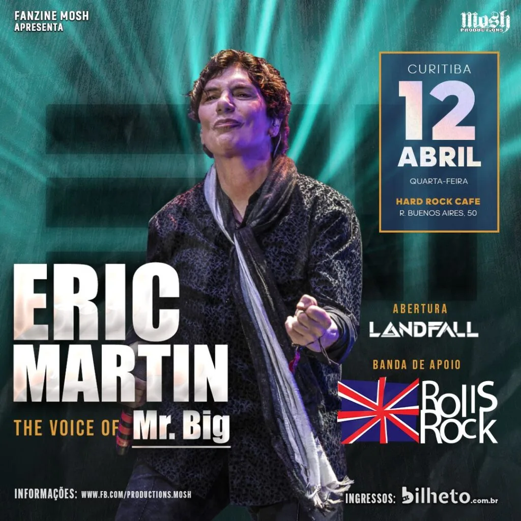 A voz do Mr. Big, Eric Martin se apresenta em abril no Hard Rock Cafe Curitiba