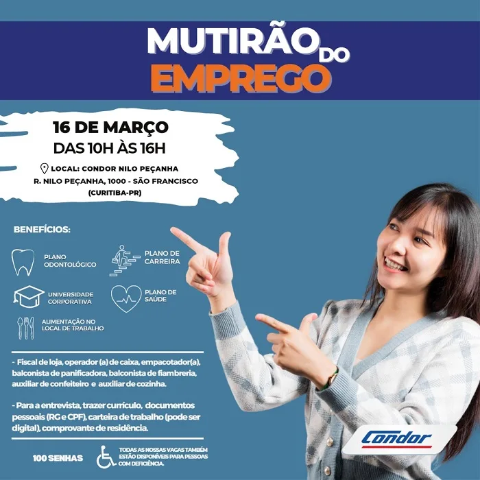 Condor realiza ação para contratar 100 colaboradores