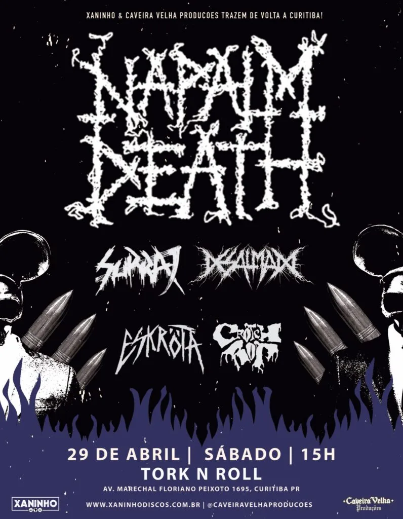 Napalm Death em Curitiba: Show muda de local devido a grande procura por ingressos