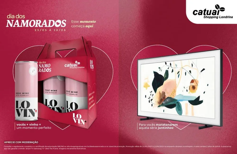 Dia dos Namorados no Catuaí tem sorteio de uma TV Samsung The Frame