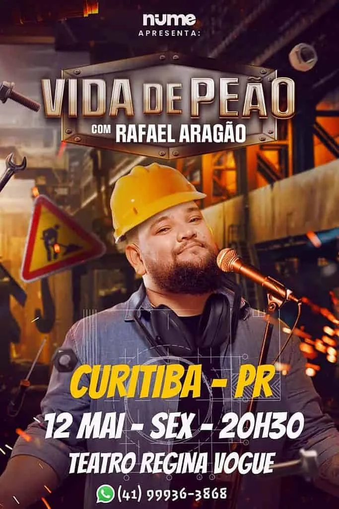 Rafael Aragão apresenta o stand up comedy Vida de Peão em Curitiba