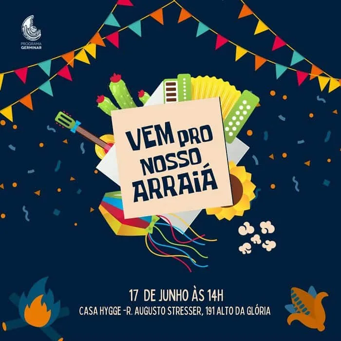 1ª Festa Junina do Programa Germinar terá sabores tradicionais, música ao vivo e exposição de marcas locais

