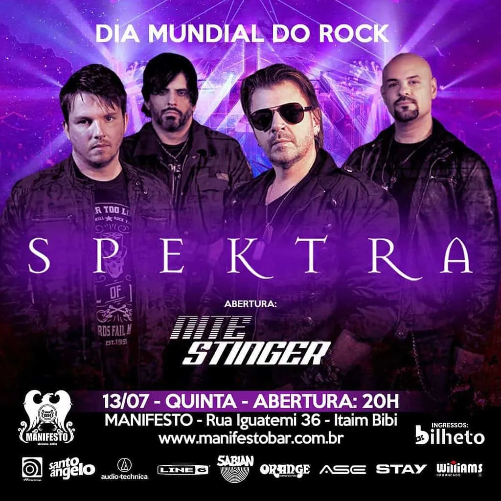 Manifesto celebra o Dia Mundial do Rock com grande festa e show das bandas Spektra e Nite Stinger