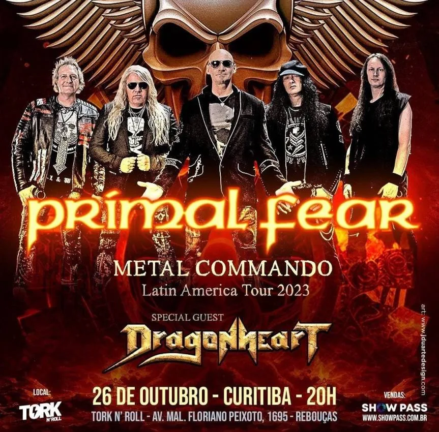 Primal Fear confirma Dragonheart como banda convidada para show em Curitiba