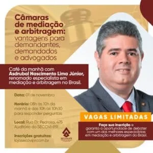 Secovi-PR irá promover palestra gratuita sobre câmaras de mediação e arbitragem