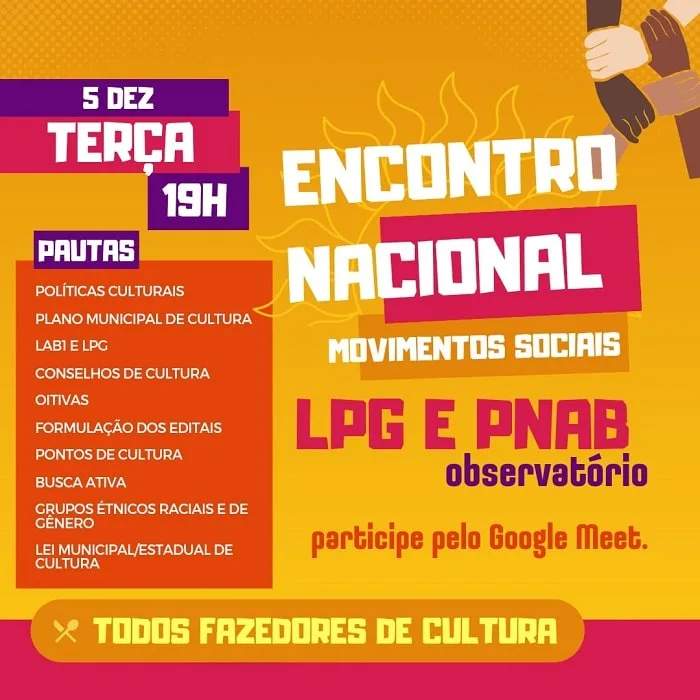 Encontro nacional reúne movimentos sociais e fazedores de cultura
