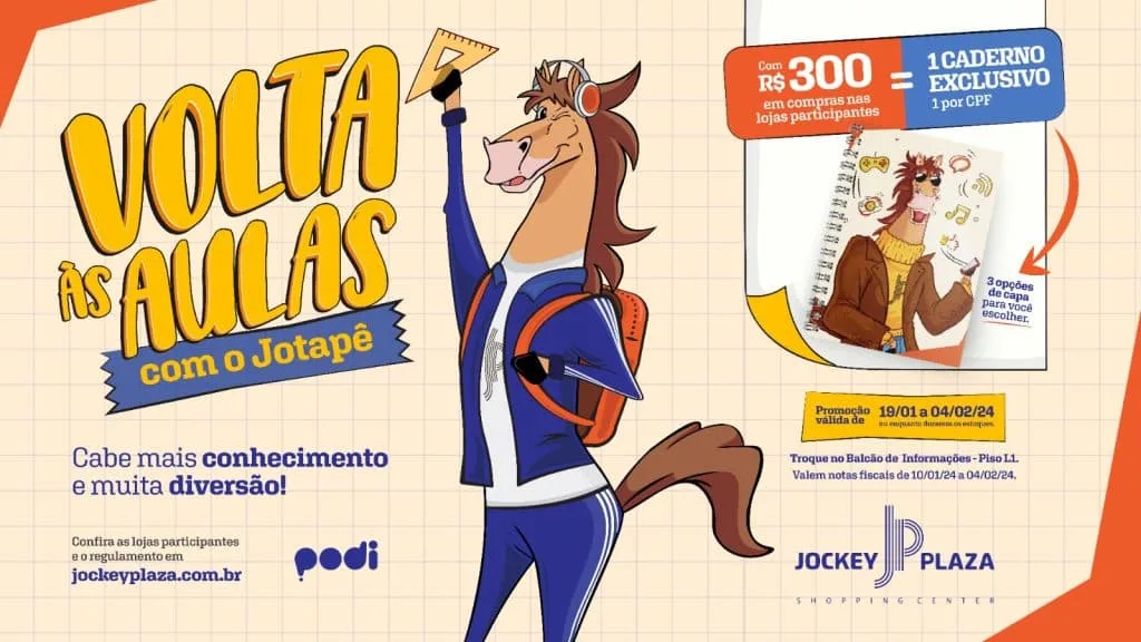 Volta às aulas com o Jotapê: Jockey Plaza Shopping lança campanha compre e ganhe