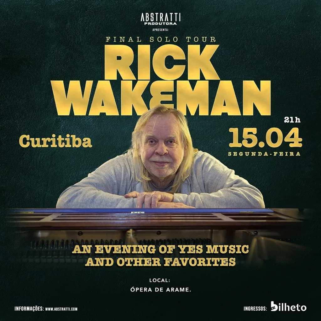 Rick Wakeman confirma show da The Final Solo Tour em Curitiba