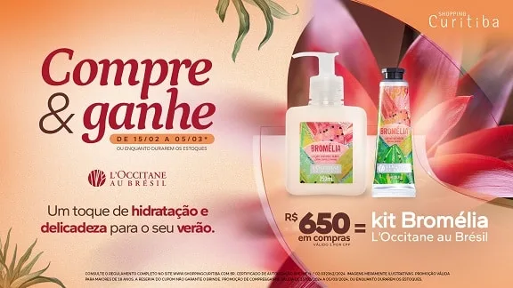 Shopping Curitiba lança compre-ganhe de verão, com kit da L'Occitane au Brésil