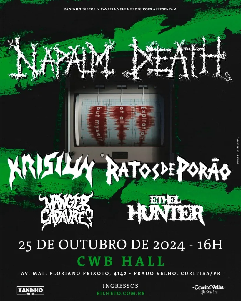 Napalm Death retorna a Curitiba em outubro ao lado do Krisiun e Ratos de Porão