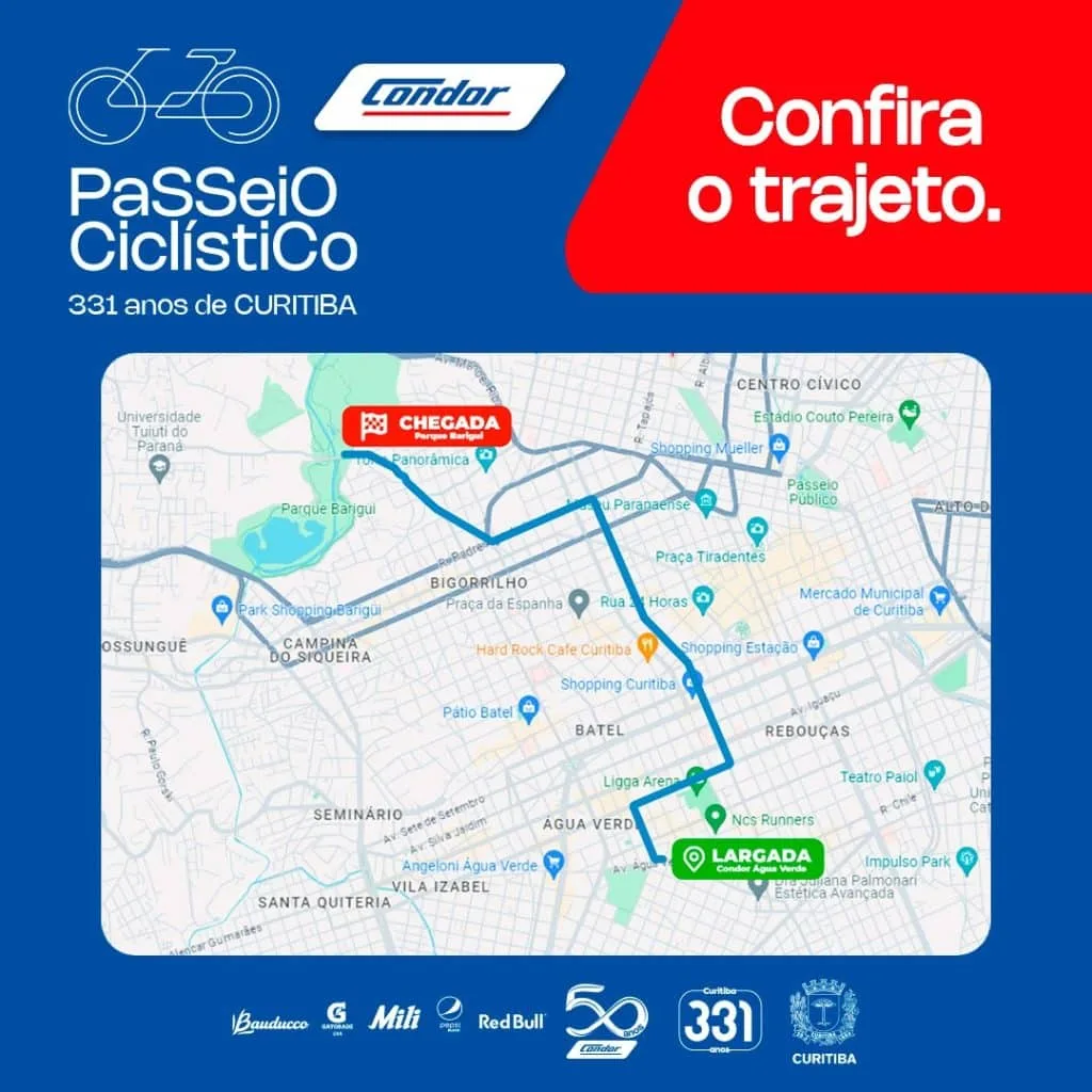 Passeio Ciclístico Condor comemora 331 anos de Curitiba