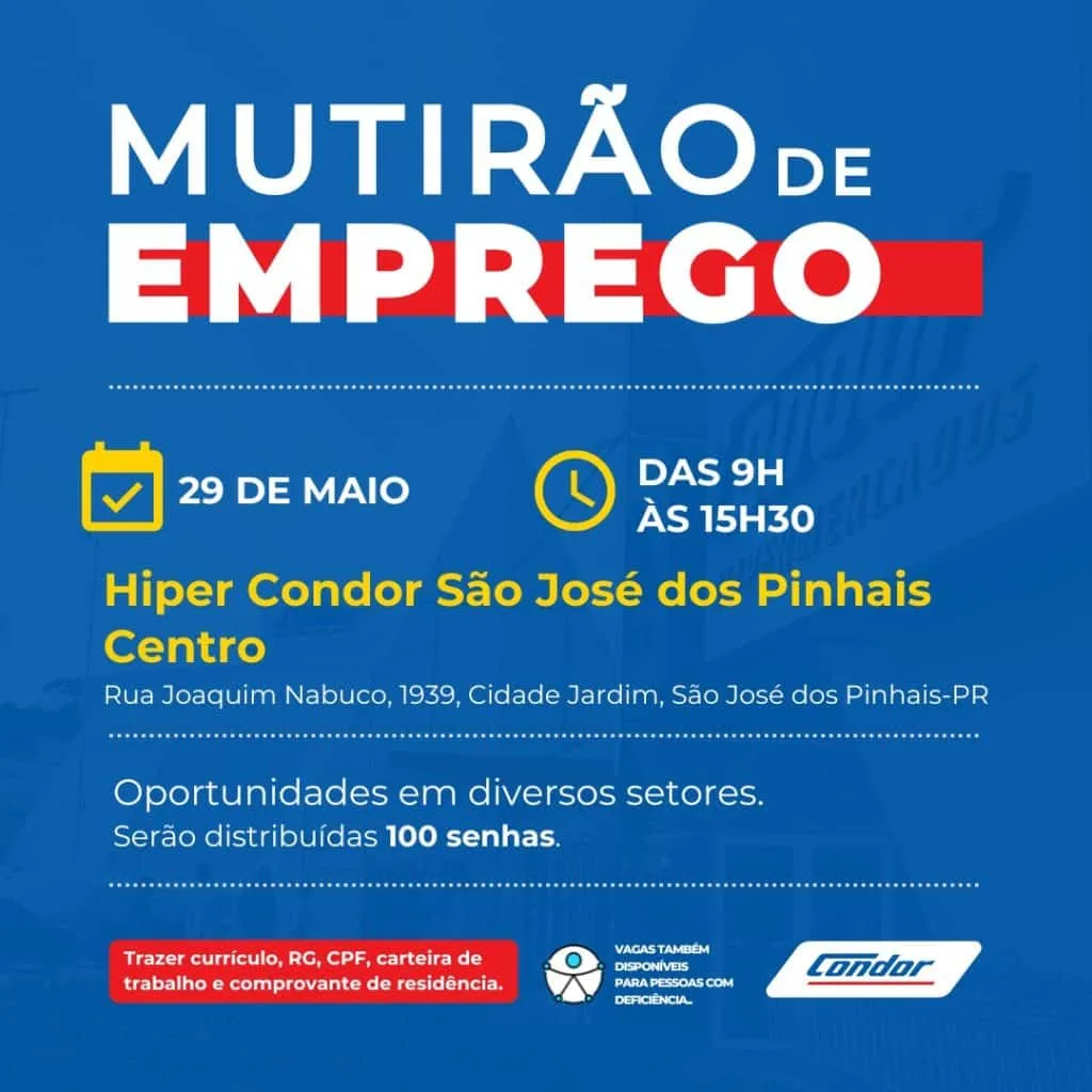 Condor São José realiza mutirão de emprego com 50 vagas