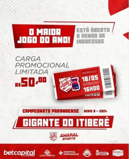 Rio Branco lança promoção de ingressos a R$ 50 para jogo contra o Paraná Clube
