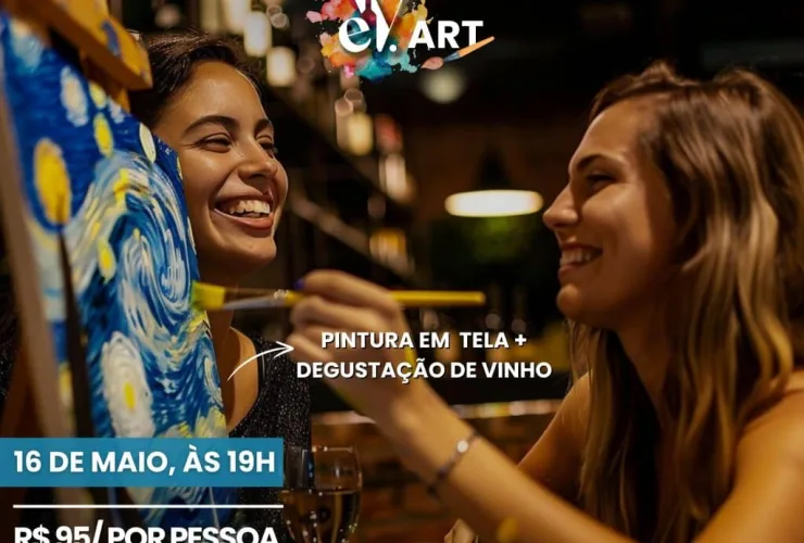 Shopping no Água Verde promove evento de arte e vinho: uma experiência sensorial para quem ama pintar telas e degustar novos rótulos