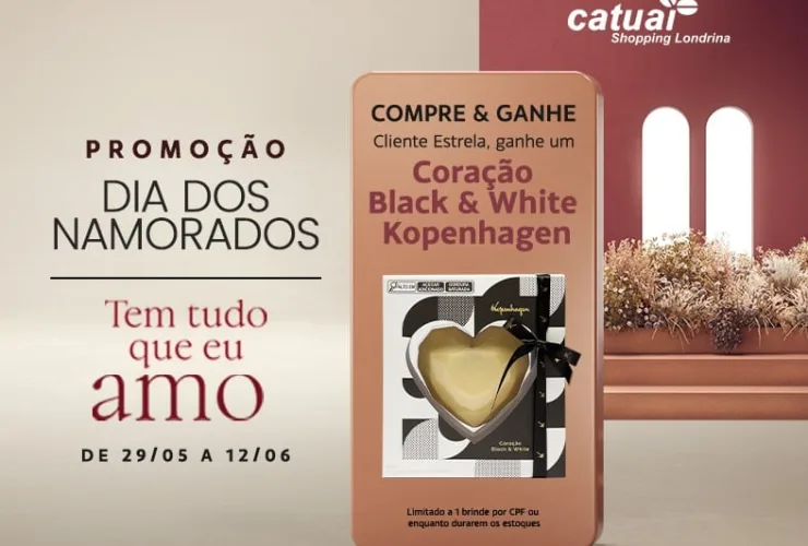 Compre &amp; Ganhe, com chocolate da Kopenhagen, marca o Dia dos Namorados no Catuaí