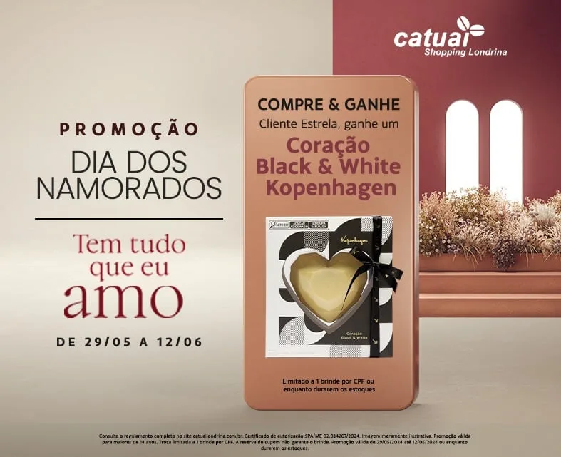 Compre &amp; Ganhe, com chocolate da Kopenhagen, marca o Dia dos Namorados no Catuaí