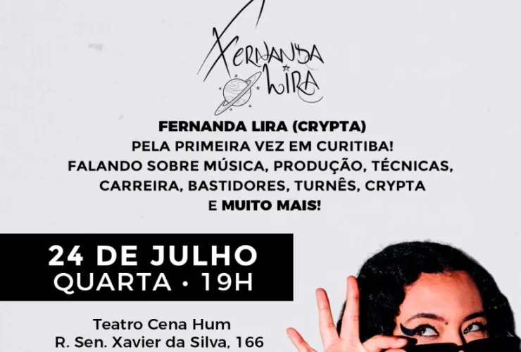 Palestra sobre carreira e indústria musical com Fernanda Lira em Curitiba esta semana (24/07)