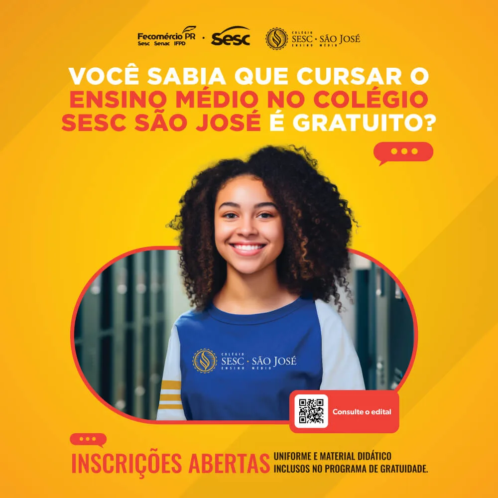 Sesc PR amplia público beneficiário das bolsas do Ensino Médio, em Curitiba
