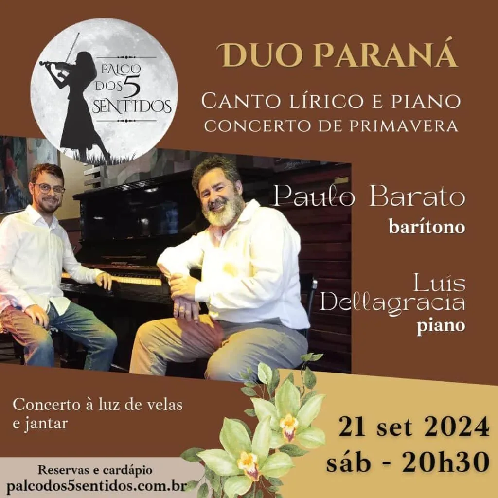 Barítono curitibano realiza apresentação intimista no palco dos 5 Sentidos