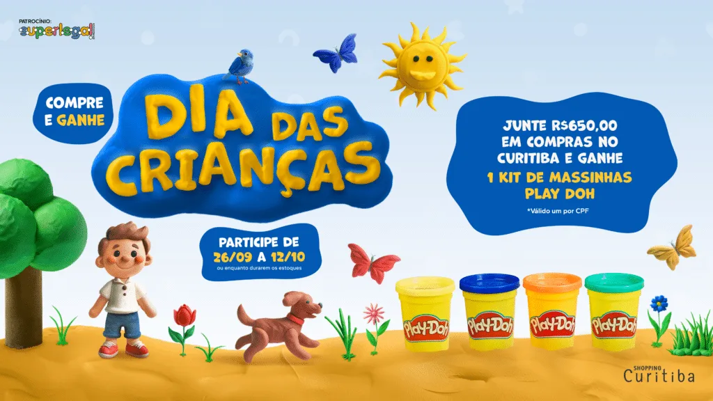 Shopping Curitiba lança promoção de Dia das Crianças, com kit de massinhas da Play Doh