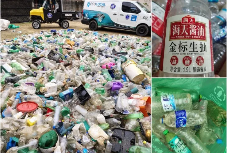 Expedição de limpeza de praias de SC e PR encontrou mais de 50 rótulos de diversos países, como Japão e Turquia.