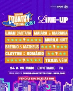 Curitiba Country Festival anuncia 16ª edição com grandes nomes da música sertaneja e popular