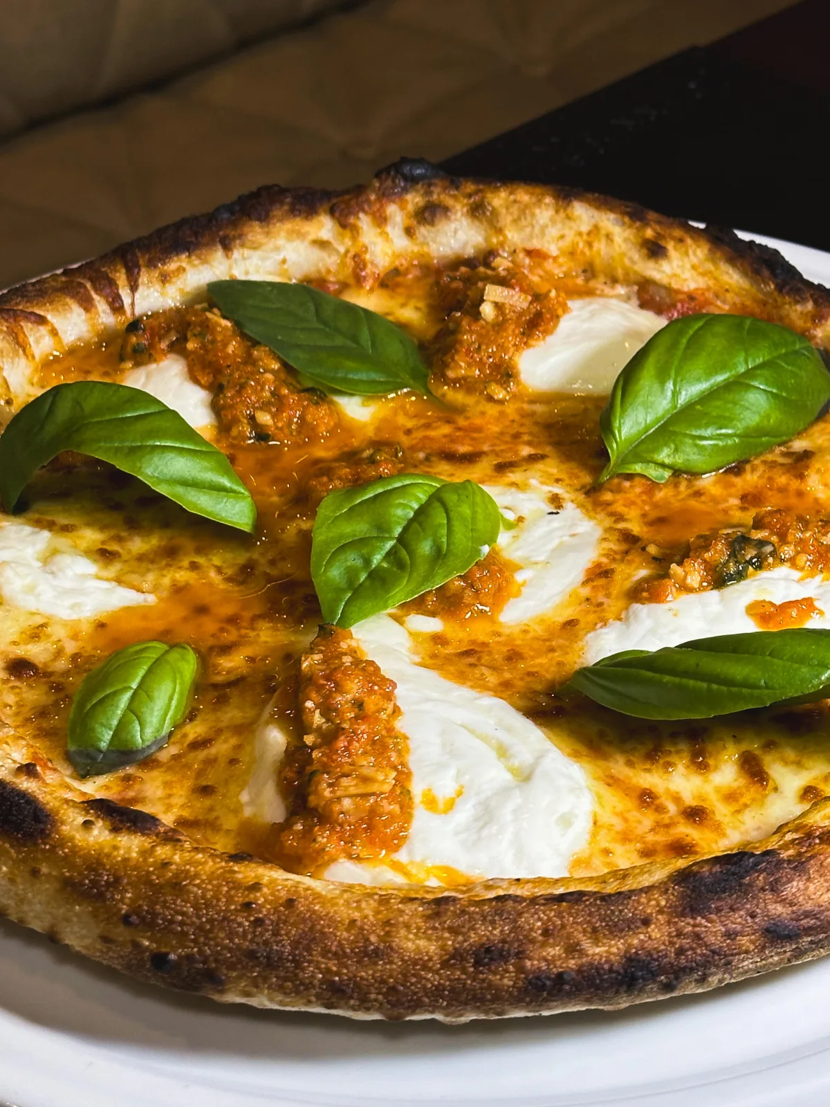 Pizza de Burrata com Pesto Rosso, do Rock Me Mamma que participa da ação doando 50% do consumo para exames genéticos Divulgação / Rock Me Mamma