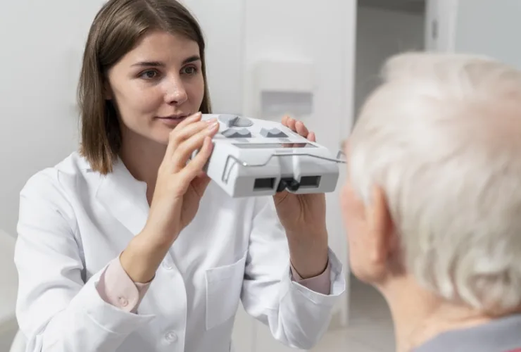 Exame oftalmológico para diagnóstico de doenças da retina