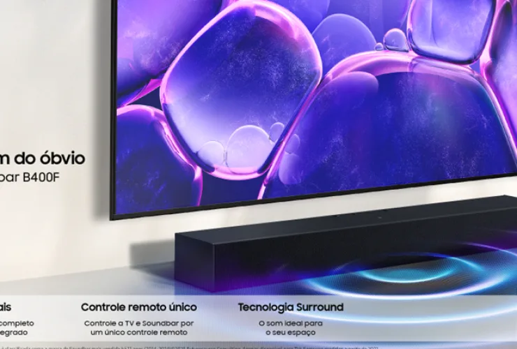 Nova Soundbar Samsung B400F com design moderno e som imersivo