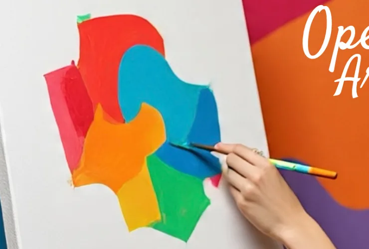 Pessoas participando de oficina de pintura em tela com taças de vinho no Jurerê OPEN